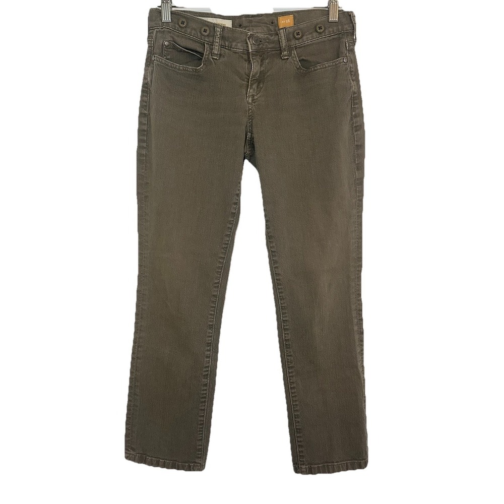 PILCRO Anthropologie SIZE 26 Olive Green Gray Straight Jeans Low Rise Crop Denim